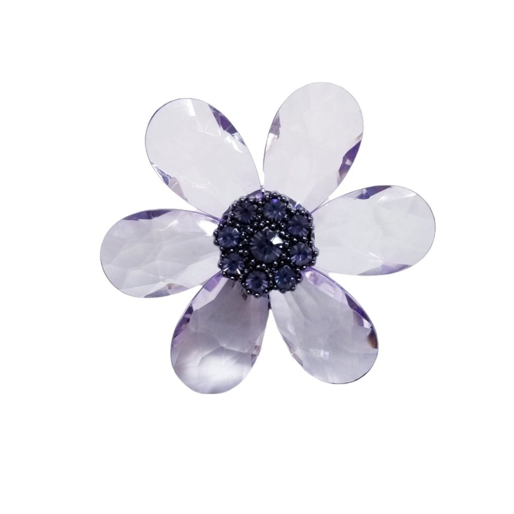 Extra Large Womens Purple Teardrop Crystal Flower Stretch Fashion Cocktail Ring - Picture 4 of 12